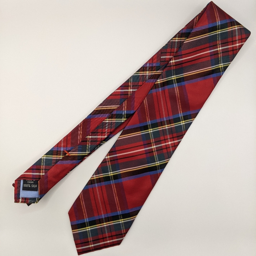 Tommy Hilfiger - Red Plaid Pattern Men's Neck Tie